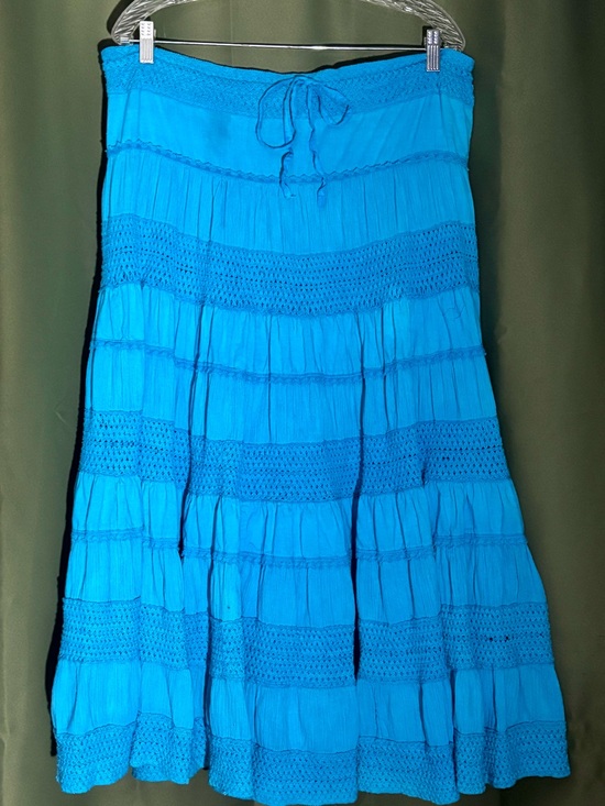 Kas New York Dresses & Skirts - Turquoise Tiered Boho Peasant Skirt  Light cotton Sz XL w/drawstring